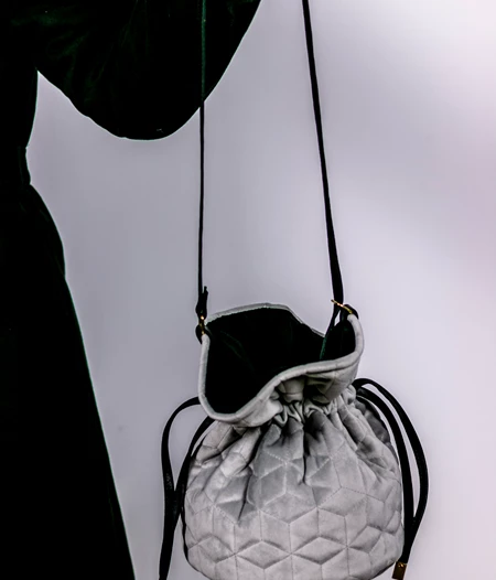 Quilted Bucket Bag in Gray