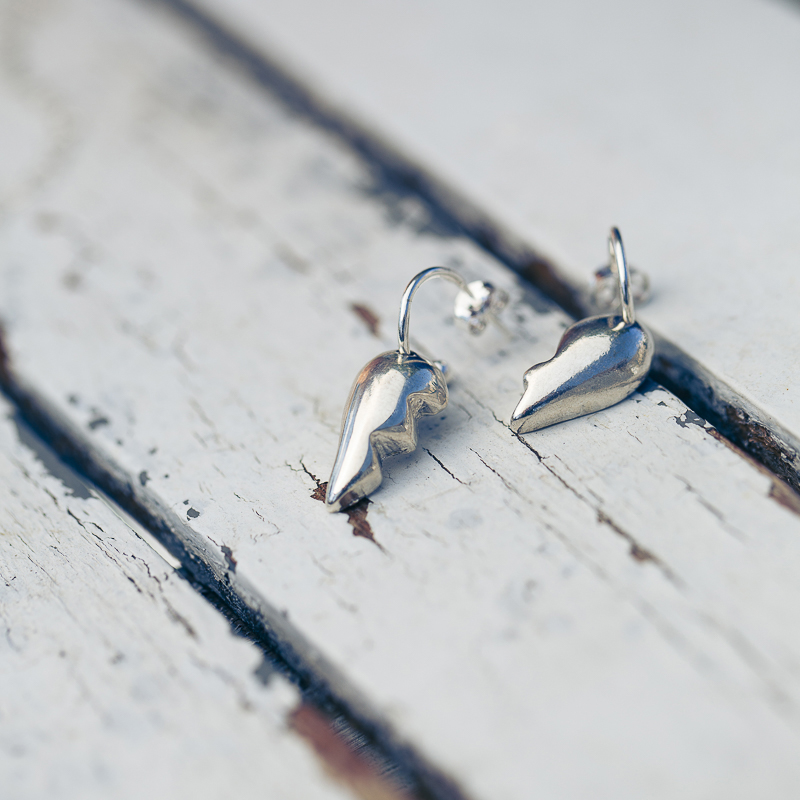 Broken Heart Hoop Earrings-Love You to Death Collection 