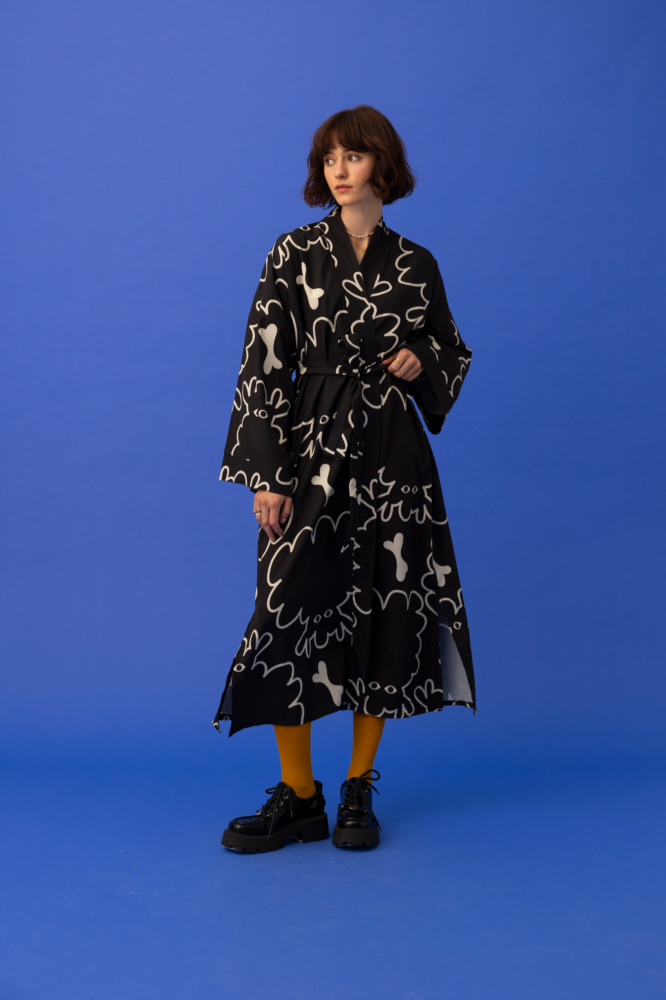 CAROLINE MAXI KIMONO DRESS- DOGS