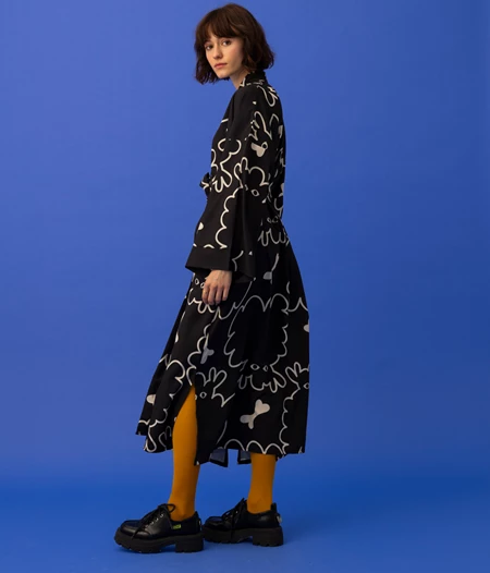 CAROLINE MAXI KIMONO DRESS- DOGS