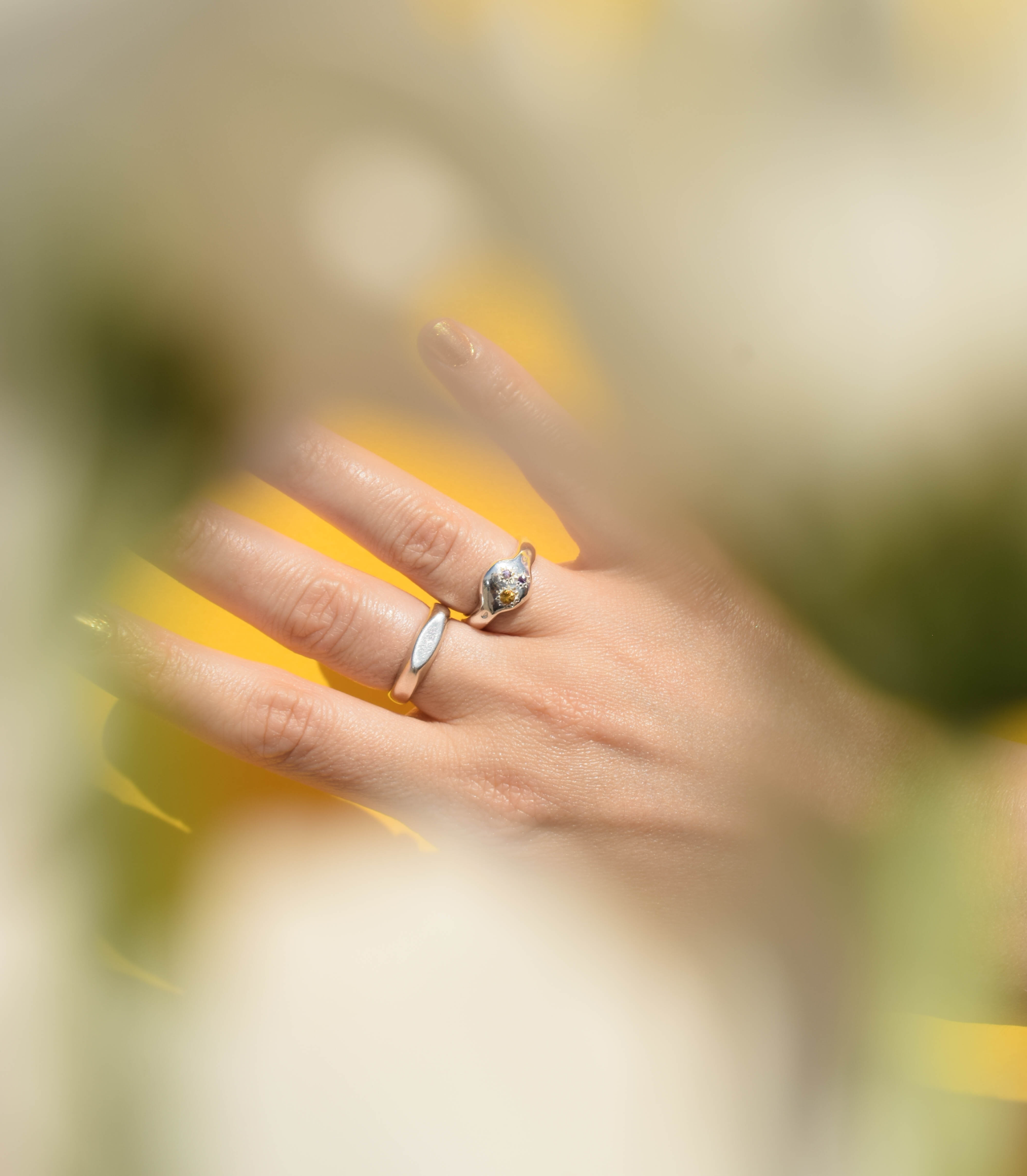 Multi stone sterling silver ring