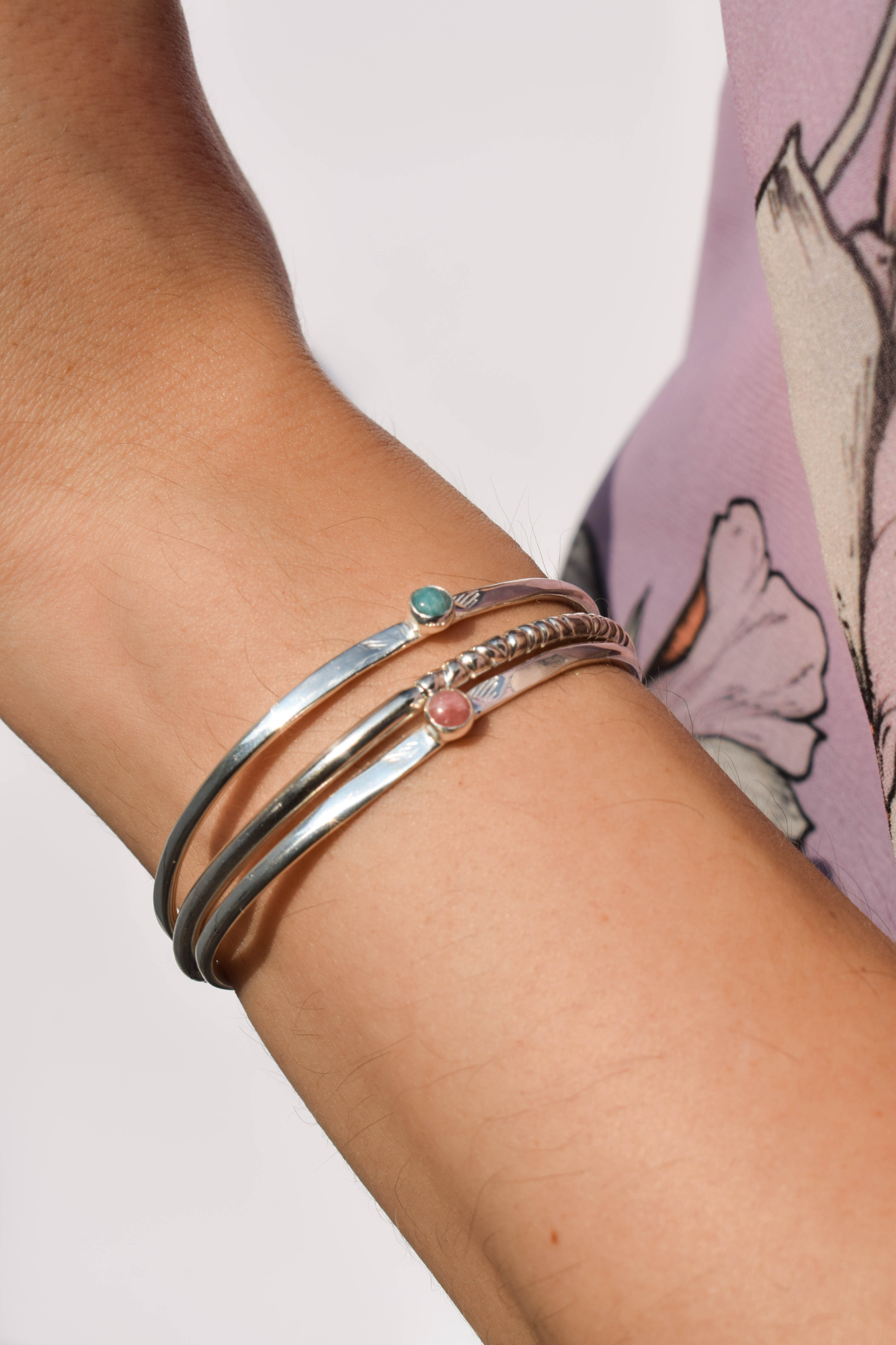 Thick silver bangle bracelet