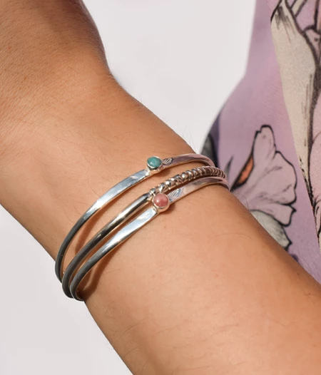 Thick silver bangle bracelet