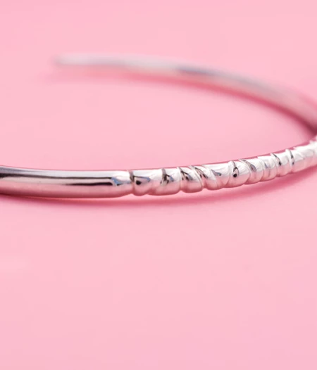 Thick silver bangle bracelet