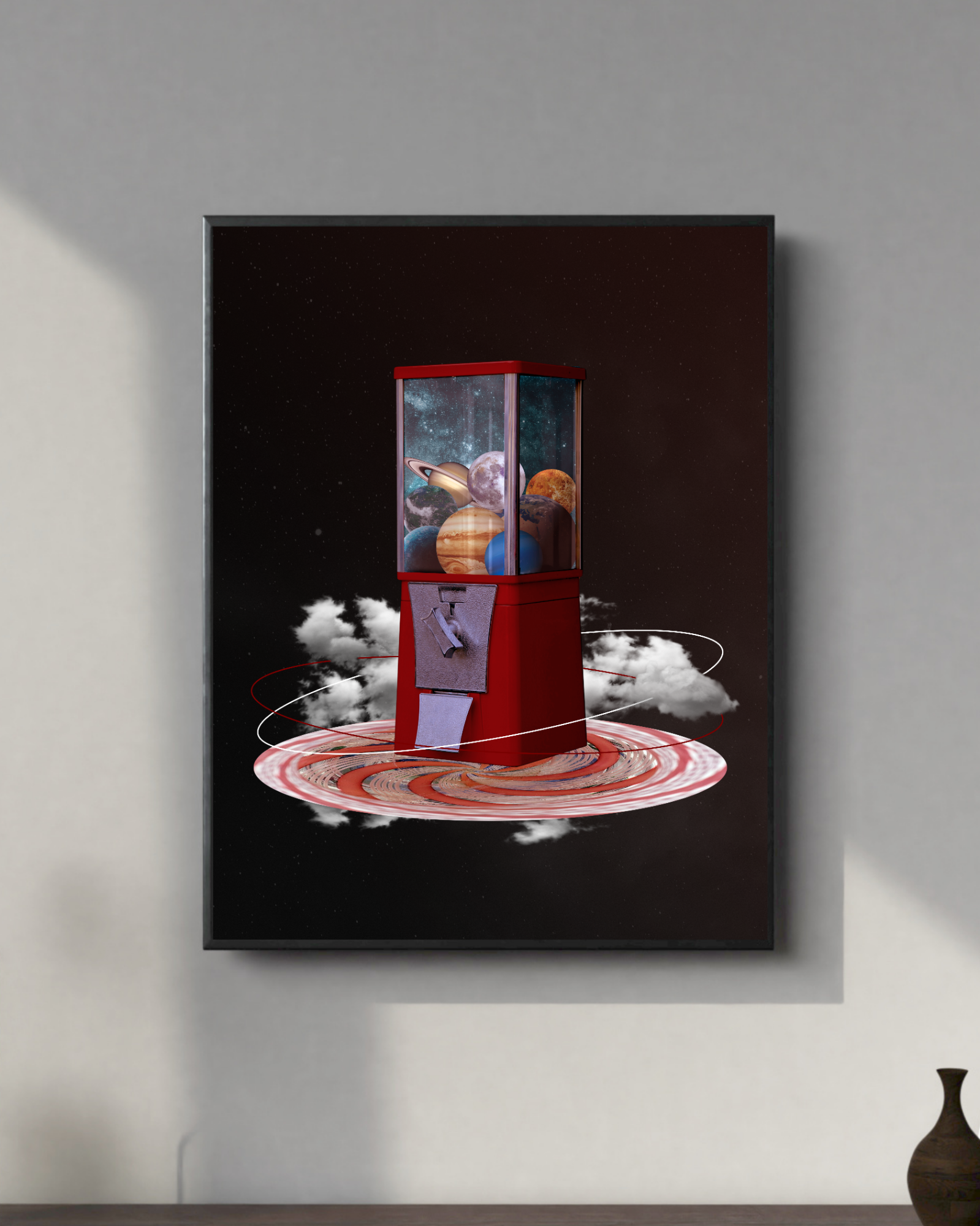 Cosmic Candy Machine | Surreal Collage Art Print 