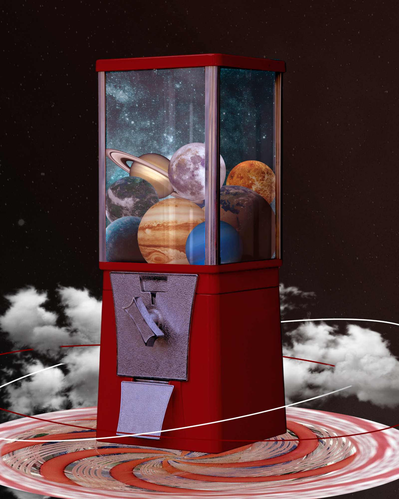 Cosmic Candy Machine | Surreal Collage Art Print 