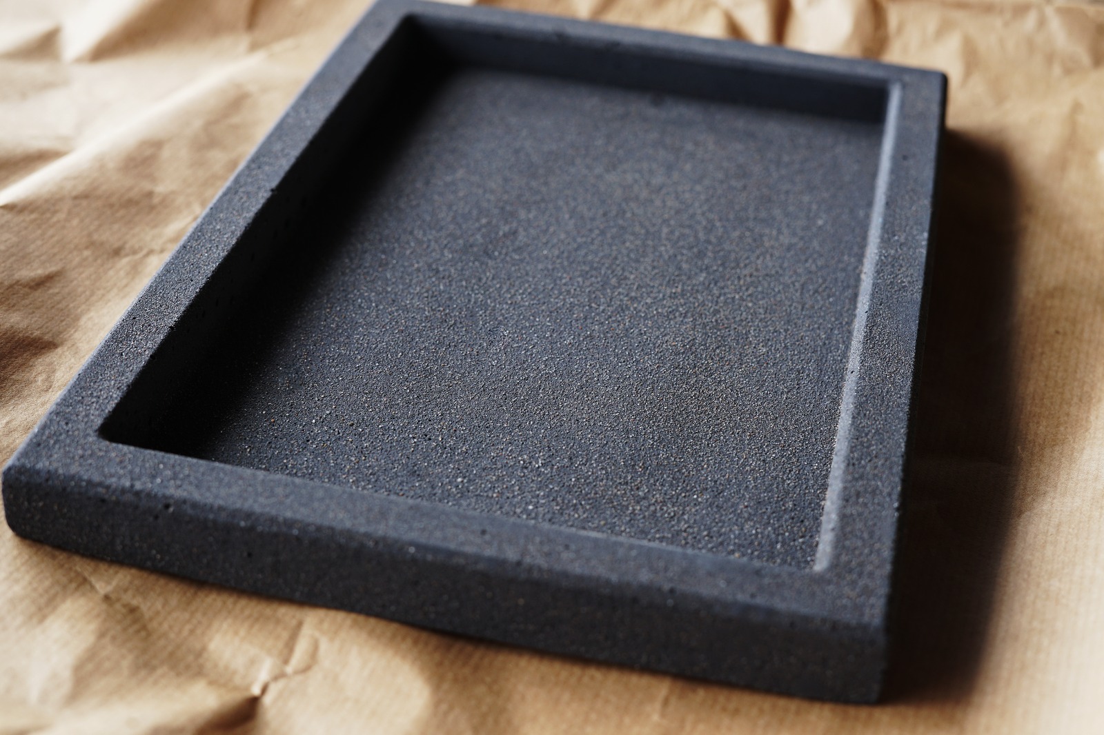 Black rectangular stone effect tray 25cm