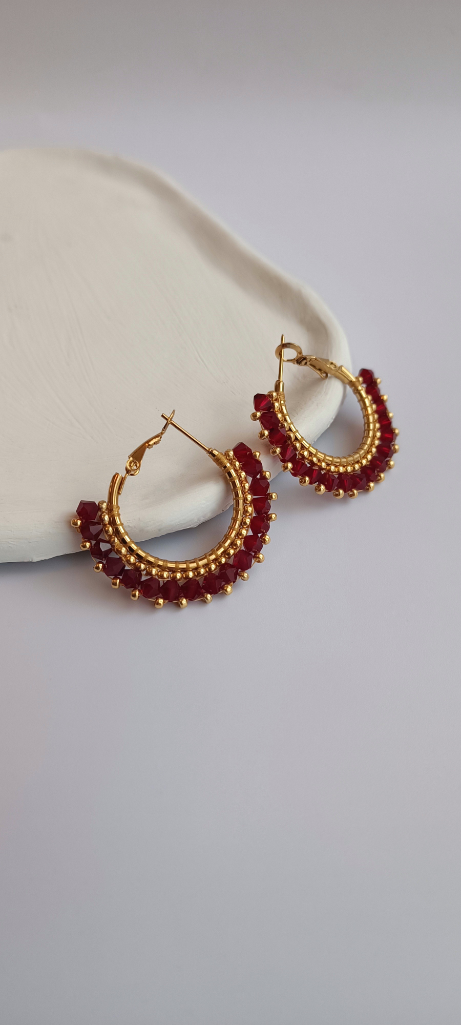 Crystal Hoops with Miyuki Beads 