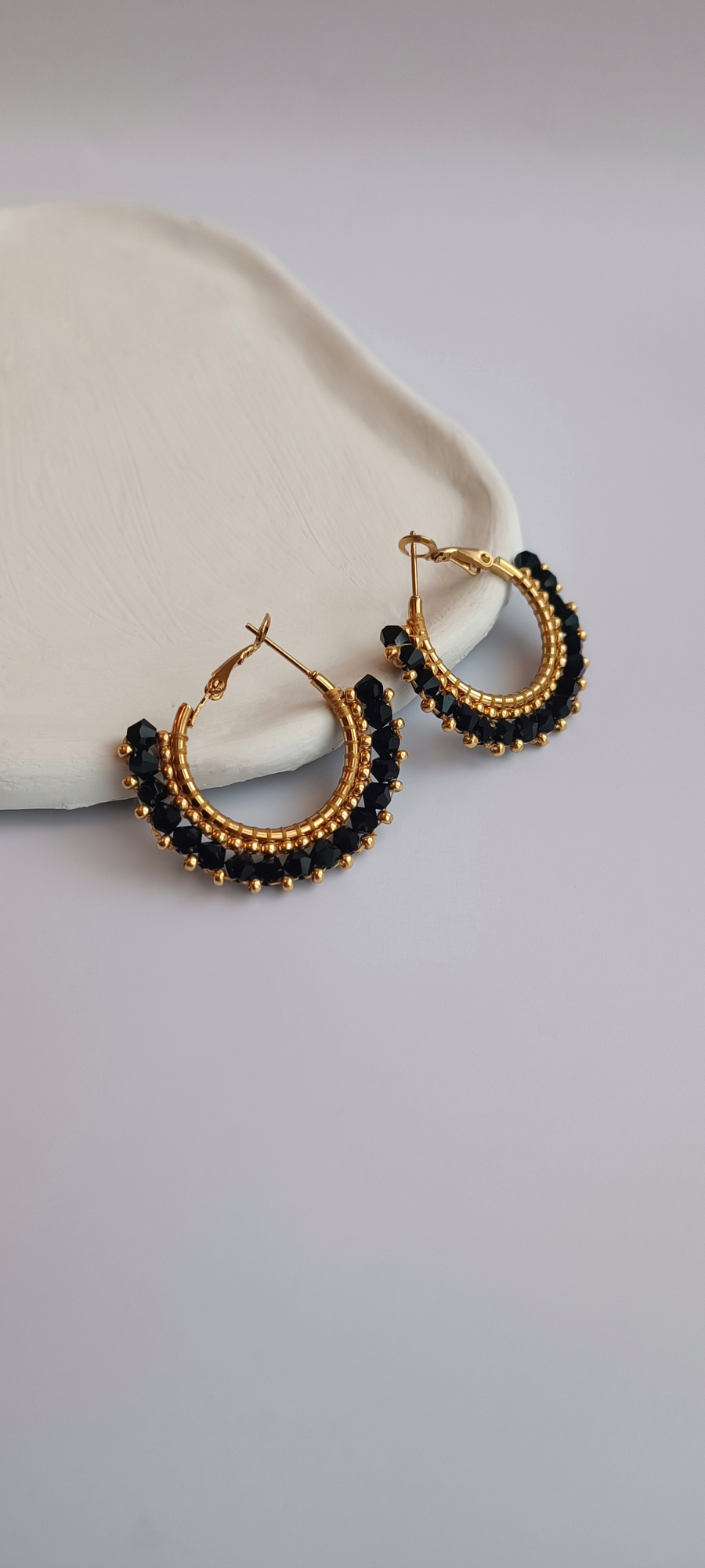 Crystal Hoops with Miyuki Beads 