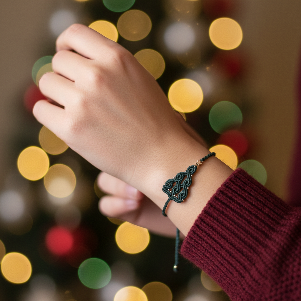 Βραχιόλι Μακραμέ “Χριστουγεννιάτικο Δέντρο”