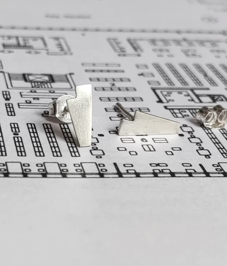 Human figure architecture earrings, sterling silver stud earrings, modern architecture, jewelry for men and women, gift for architect