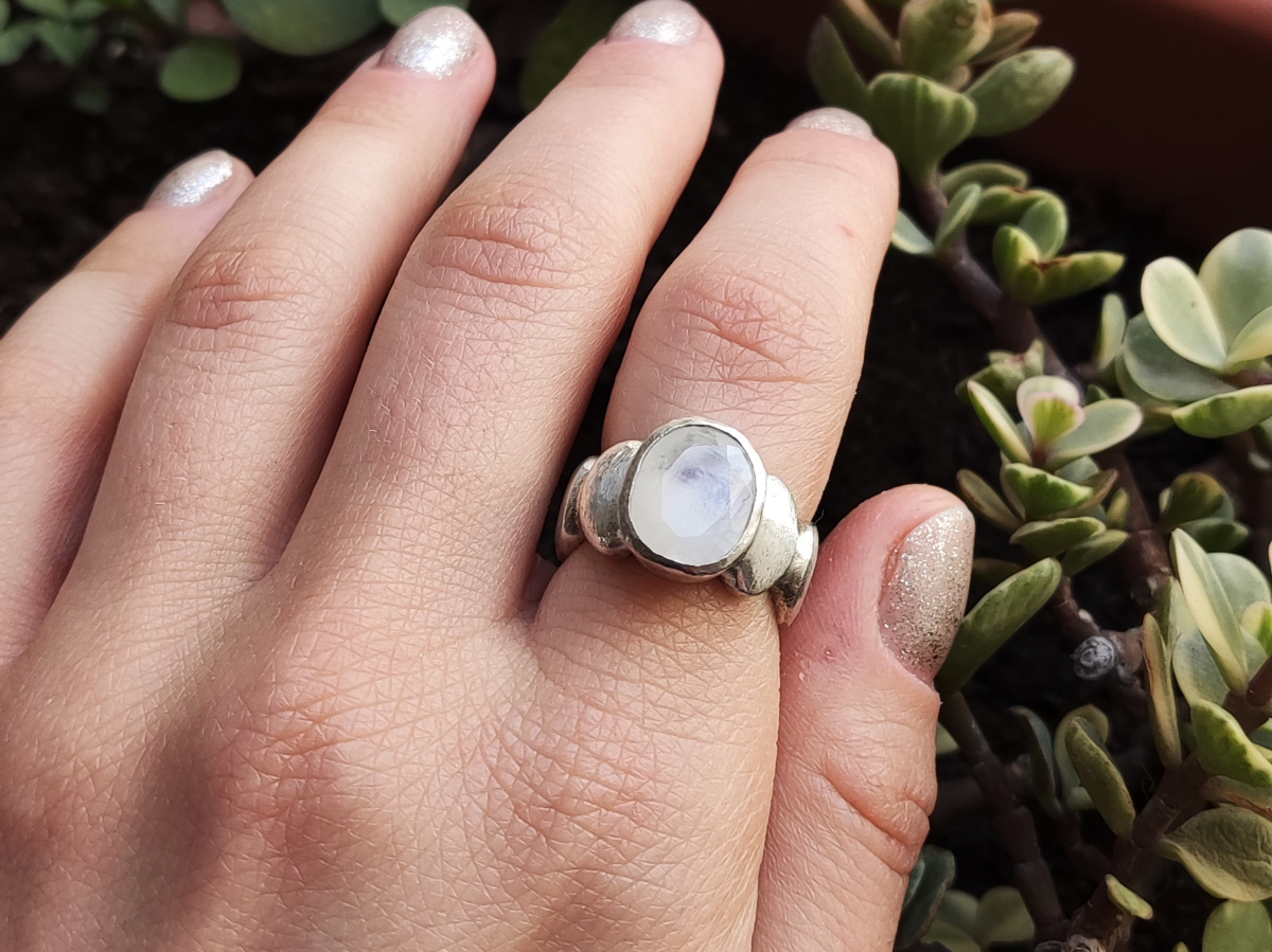 White opal ring, silver ring, witch pagan gift, chunky ring, valentine&#39;s gift, alternative engagement ring, best friend birthday gift
