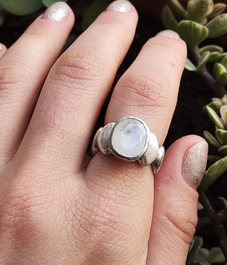 White opal ring, silver ring, witch pagan gift, chunky ring, valentine's gift, alternative engagement ring, best friend birthday gift