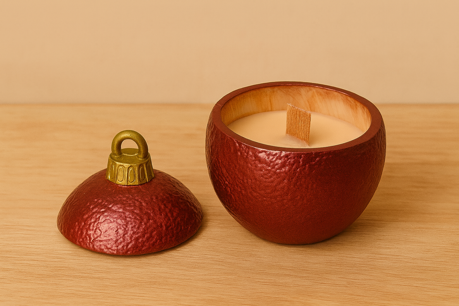 Χειροποίητη Χριστουγεννιάτικη Μπάλα με Χειροποίητο Αρωματικό Κερί Σόγιας 
