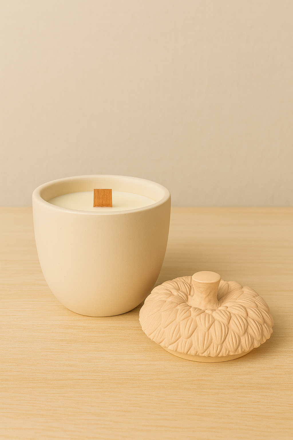 Χειροποίητο Αρωματικό Κερί Σόγιας σε Χειροποίητο Δοχείο σε Σχήμα Βελανιδιού 