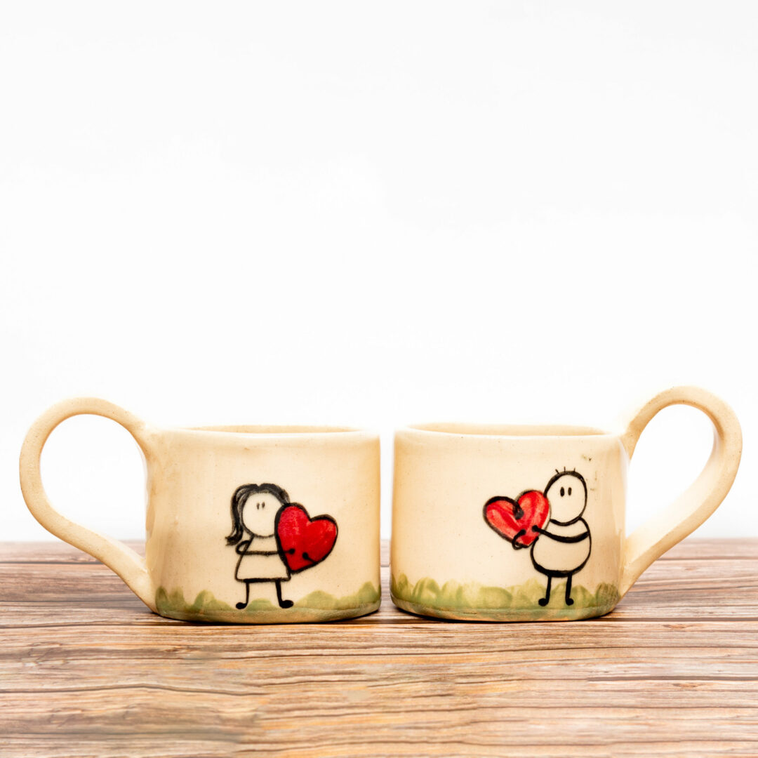 Handpainted Ceramic Mugs for Those in Love