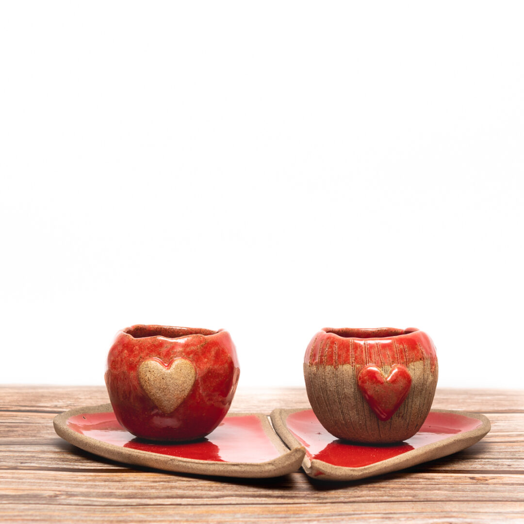 Lovely Set of ceramic espresso shots with tray