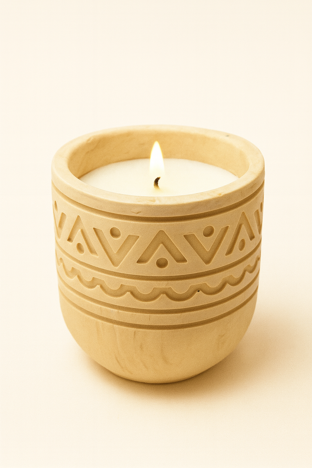 Χειροποίητο Μπεζ Δοχείο με Αρωματικό Κερί Σόγιας 