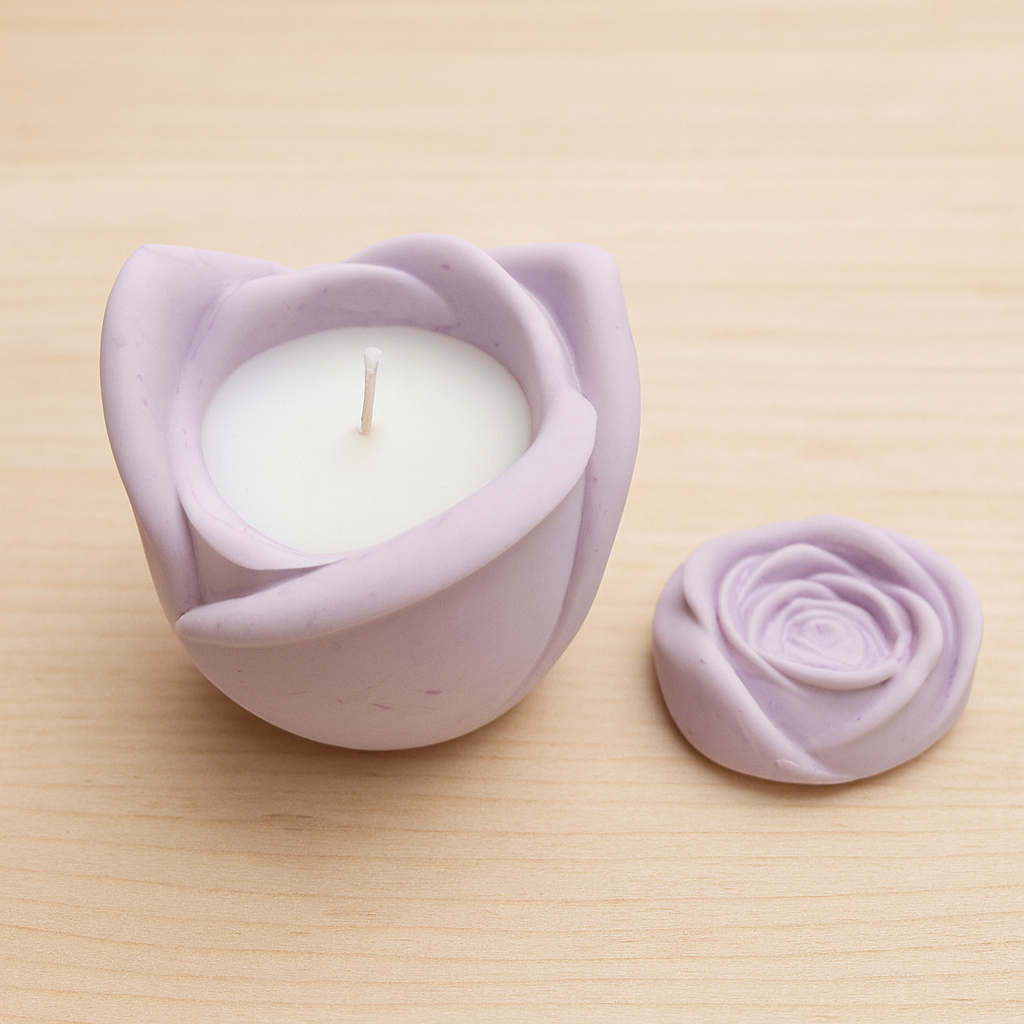 Χειροποίητο Αρωματικό Κερί σε Χειροποίητο Δοχείο Τριαντάφυλλο 