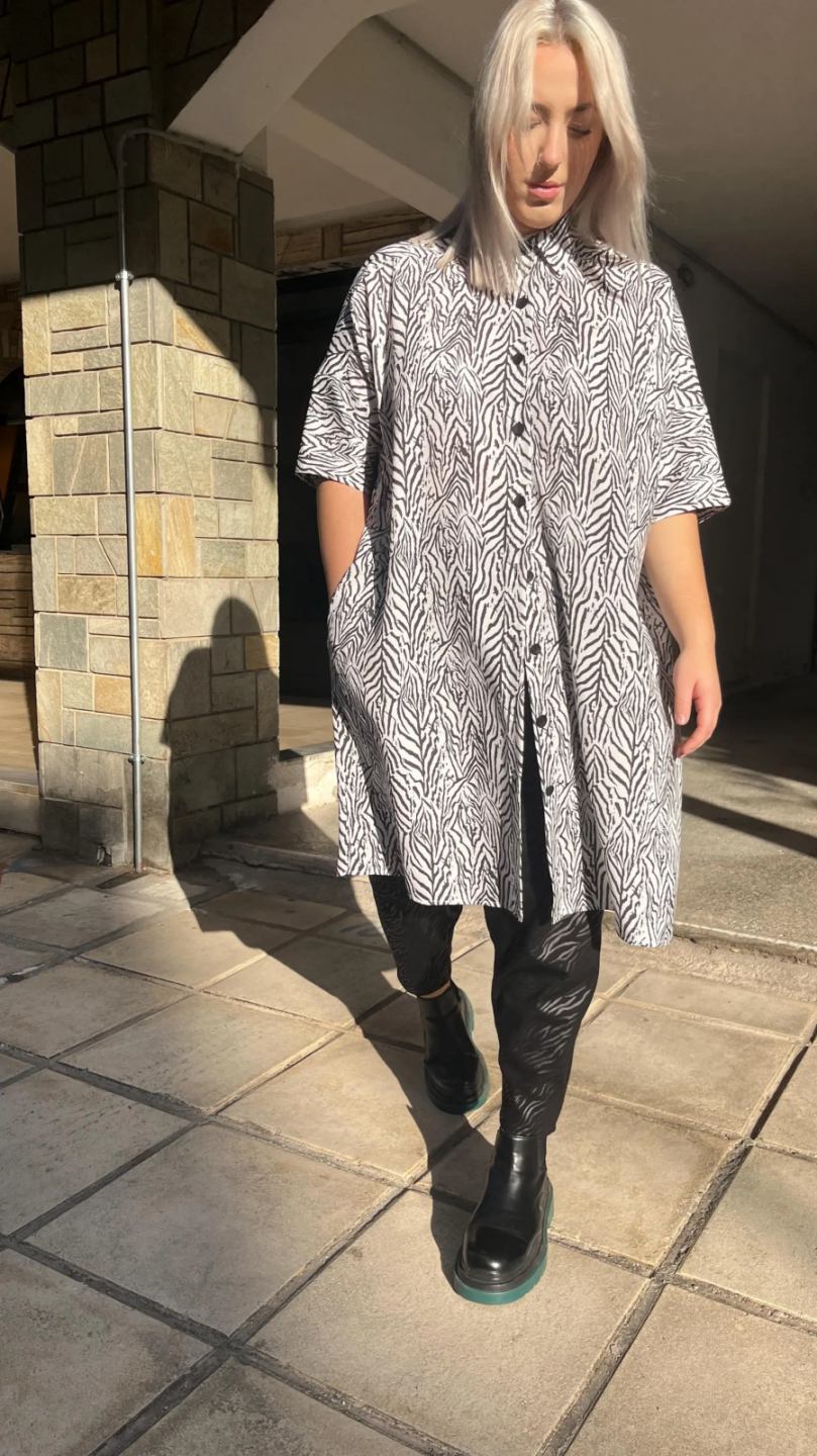 Ασπρόμαυρη one size zebra print τουνικ.