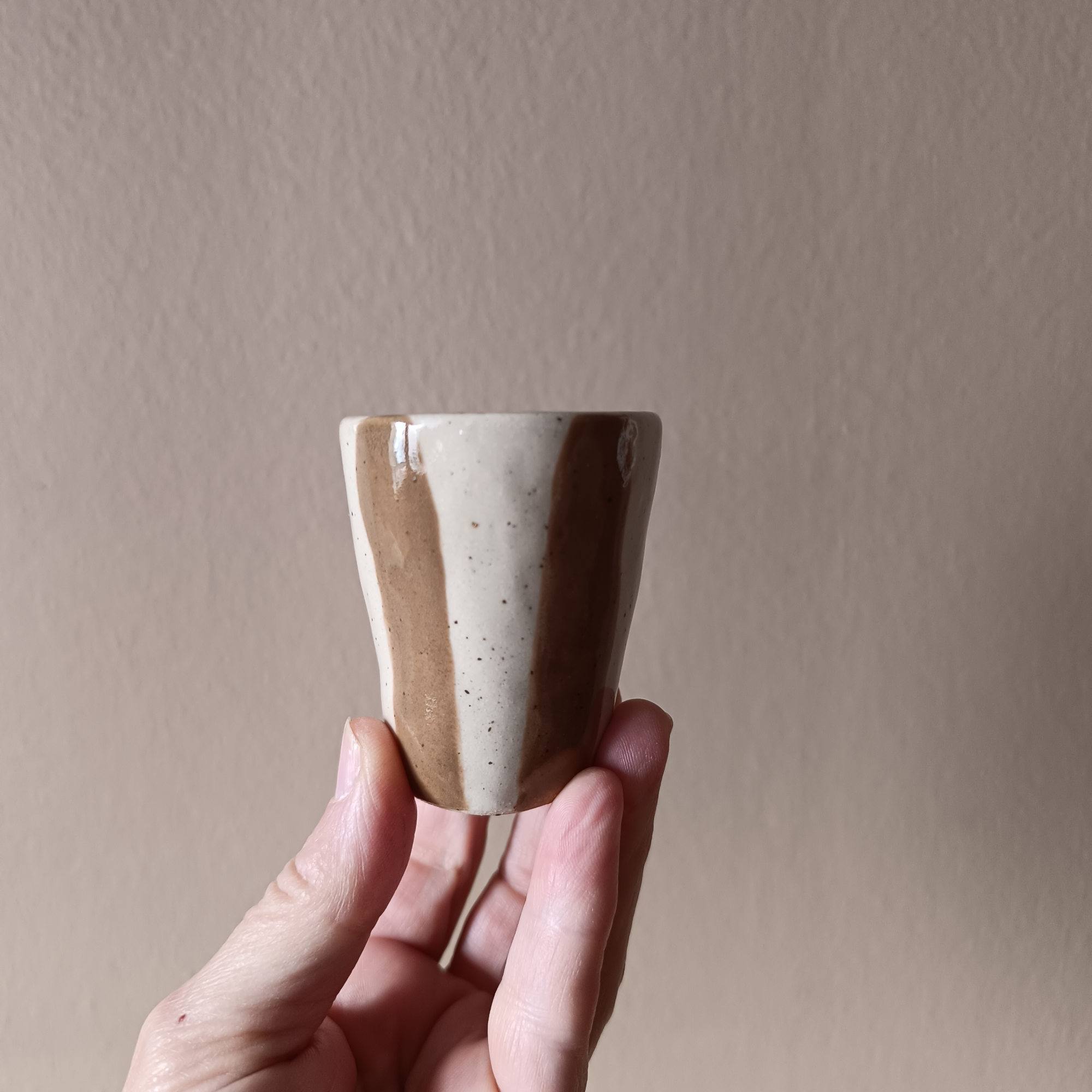 Set of 2 Stoneware Striped Mini Cups