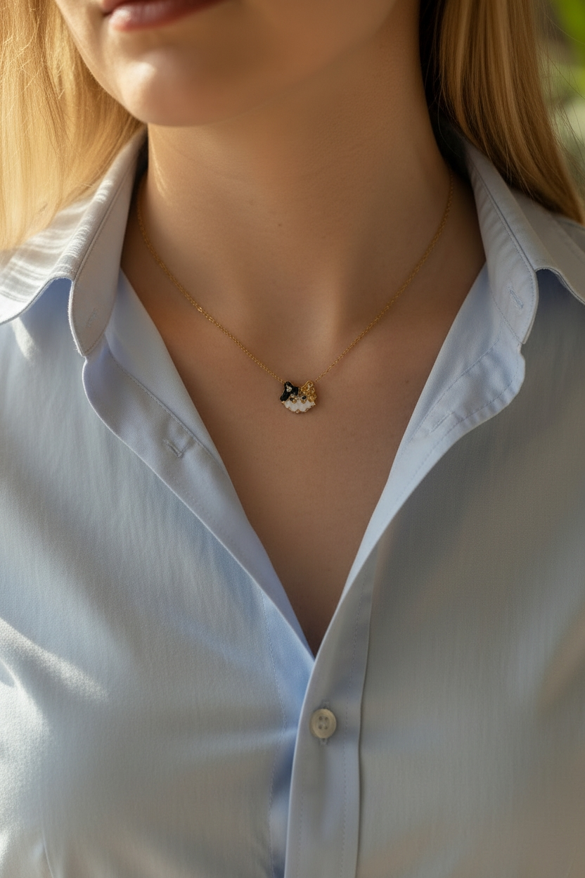 Χειροποίητο Mini Bead-Woven Κολιέ "Pixel Cat" – Miyuki Delica